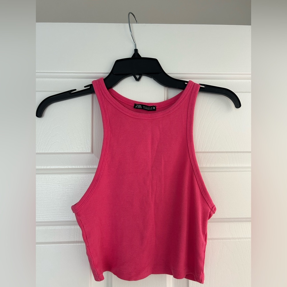 Zara Fuchsia Ribbed Tank Top